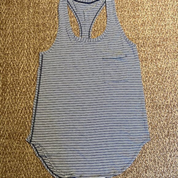 Lululemon Yogi Racerback Pine Stripe Heathered Inkwell Heathered Mojave XS - Picture 3 of 4